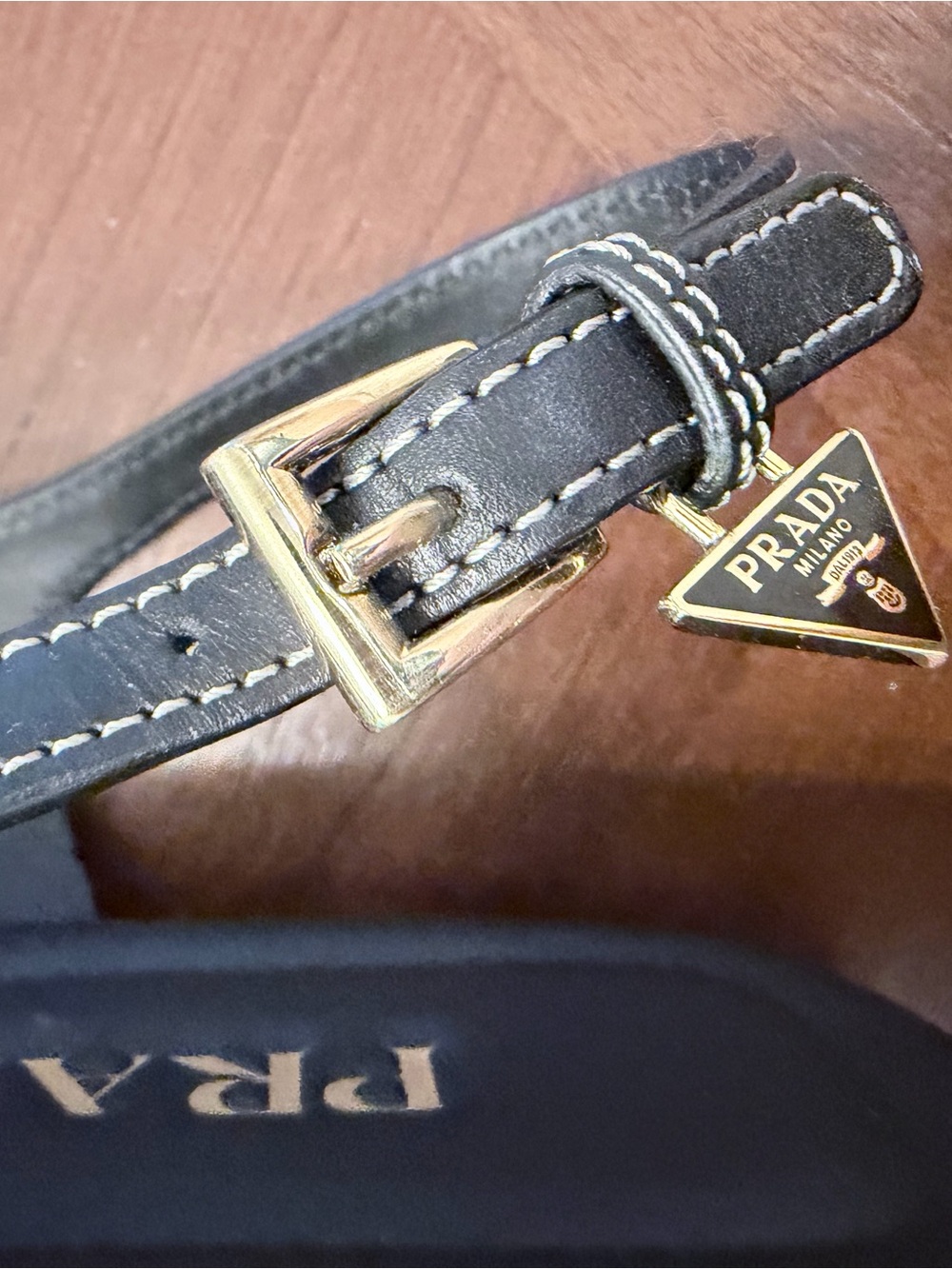 Prada Black Leather Sandals with Beige Rope Knot Detail size 41- worn only once - Picture 4 of 5